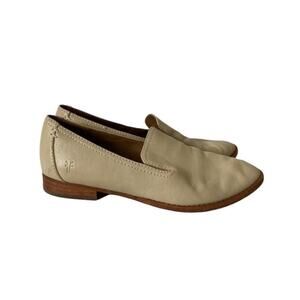 Frye Size 5.5 Grace Venetian Loafers Off White Cream Leather Slip On Almond Toe